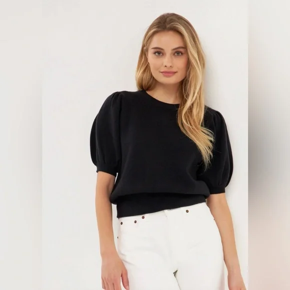 English Factory Black Puff Sleeve Top 🖤 fits L / XL - Picture 6 of 8